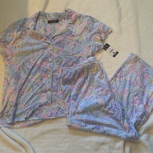 NWT Lauren Ralph Lauren Pastel Paisley Pajama cotton Set SIZE XL